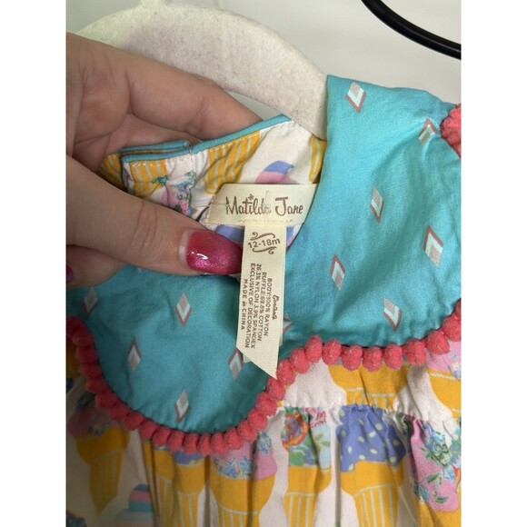 Matilda Jane Baby Cherry On Top Ice Cream Dress Bloomer Short Sz 12-18 Mos Girl - Picture 5 of 9
